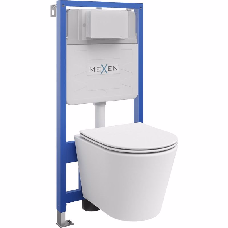 MEXEN/S - WC predstenová inštalačná sada Fenix Slim s misou WC Rico + sedátko softclose, biela mat 61030724001