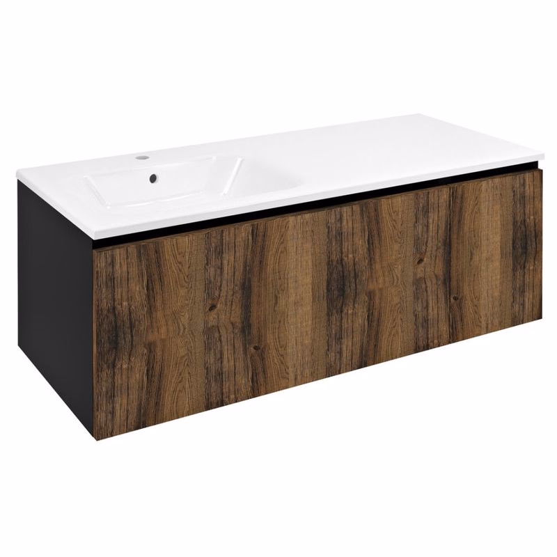 SAPHO - LOREA skrinka 120x46x51,5cm (90+30cm), ľavá, dub collingwood/čierna matná LE090-1935-L-03