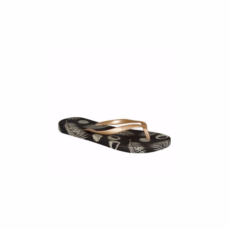 Dámske žabky (plážová obuv) COQUI Kaja Printed black gold