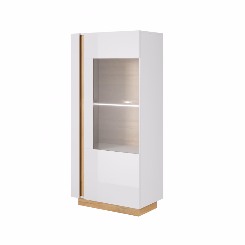 ArtLas Vitrína ARTENS 72 s LED |  dub grandson/biely lesk