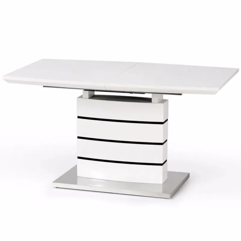 Rozkladací stôl Nord 140/180x80cm Mdf/Oceľ – Biely/Čierna