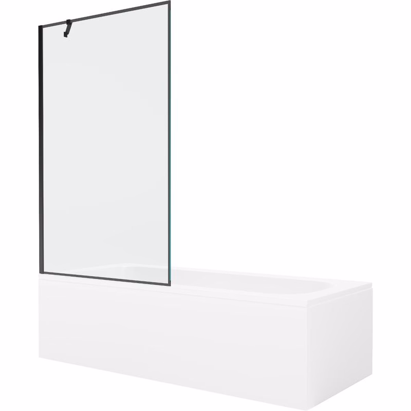MEXEN/S - Vega obdĺžniková vaňa 180 x 80 cm s panelom + vaňová zástena 100, čierna vzor 550118080X9510007070