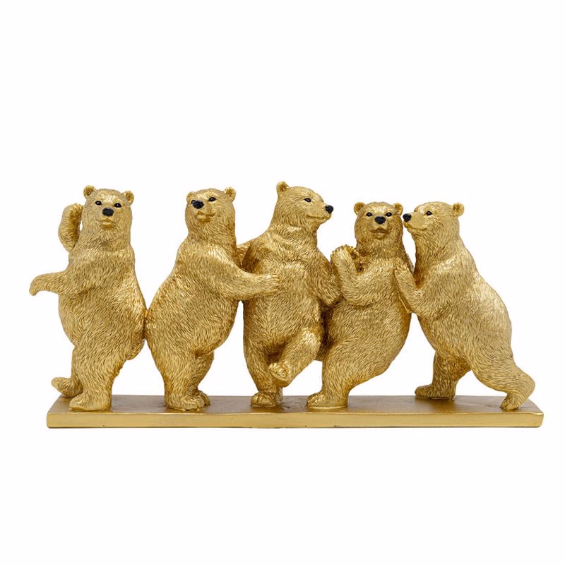 Dancing Bears dekorácia zlatá 14 cm