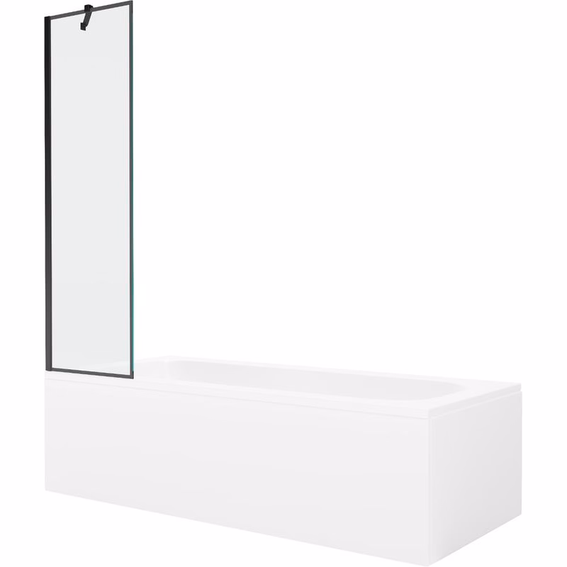 MEXEN/S - Vega obdĺžniková vaňa 180 x 80 cm s panelom + vaňová zástena 50, čierna vzor 550118080X9505007070