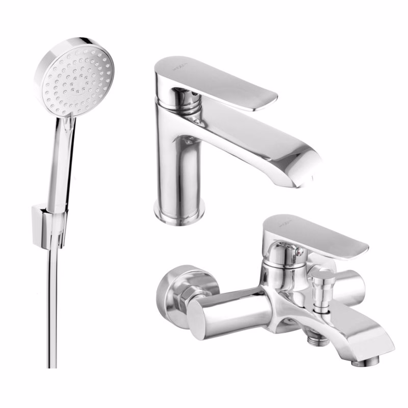 MEXEN/S - Pecos R75 Set umývadlové a vaňové batérie s príslušenstvom, chróm 72703R75-00