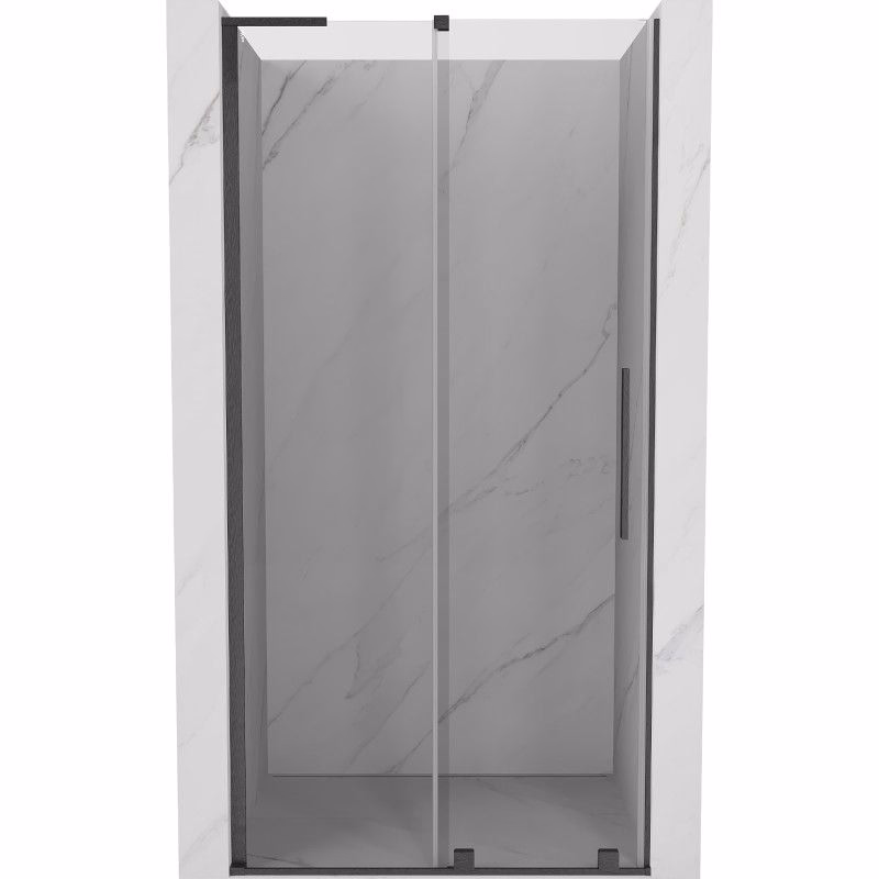 MEXEN/S - Velar L posuvné sprchové dvere 120, transparent, grafit kartáčovaná 871-120-003-01-66