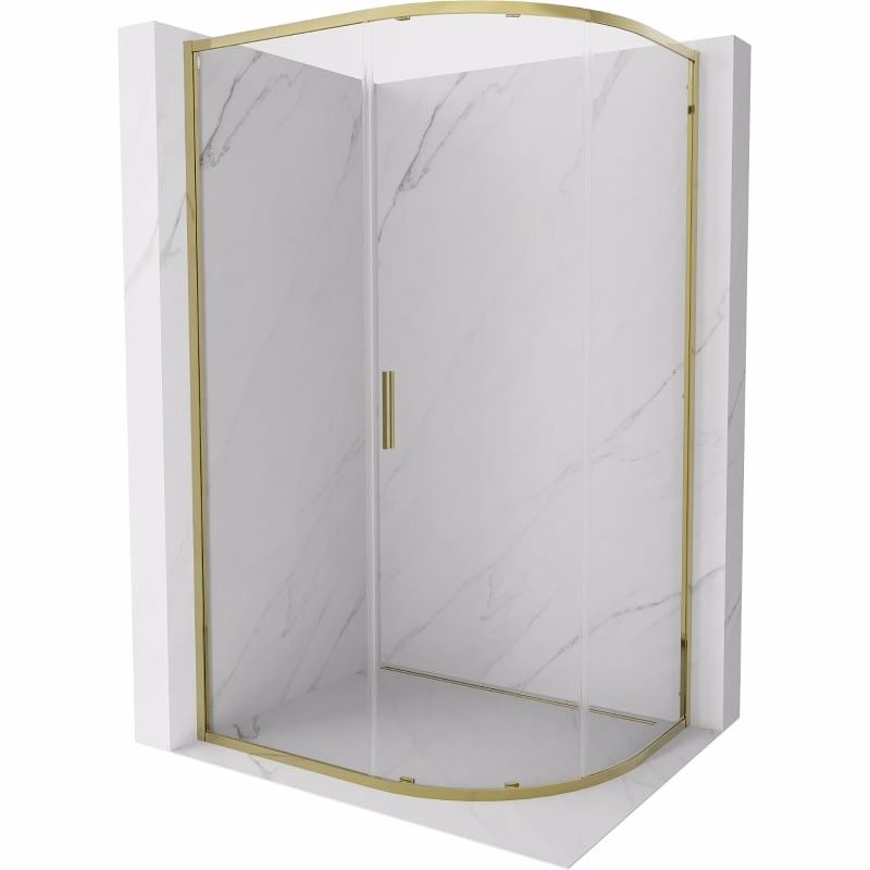 MEXEN - Exo štvrťkruhový posuvný sprchovací kút 100 x 80, transparent, zlato 8131-100-080-50-00