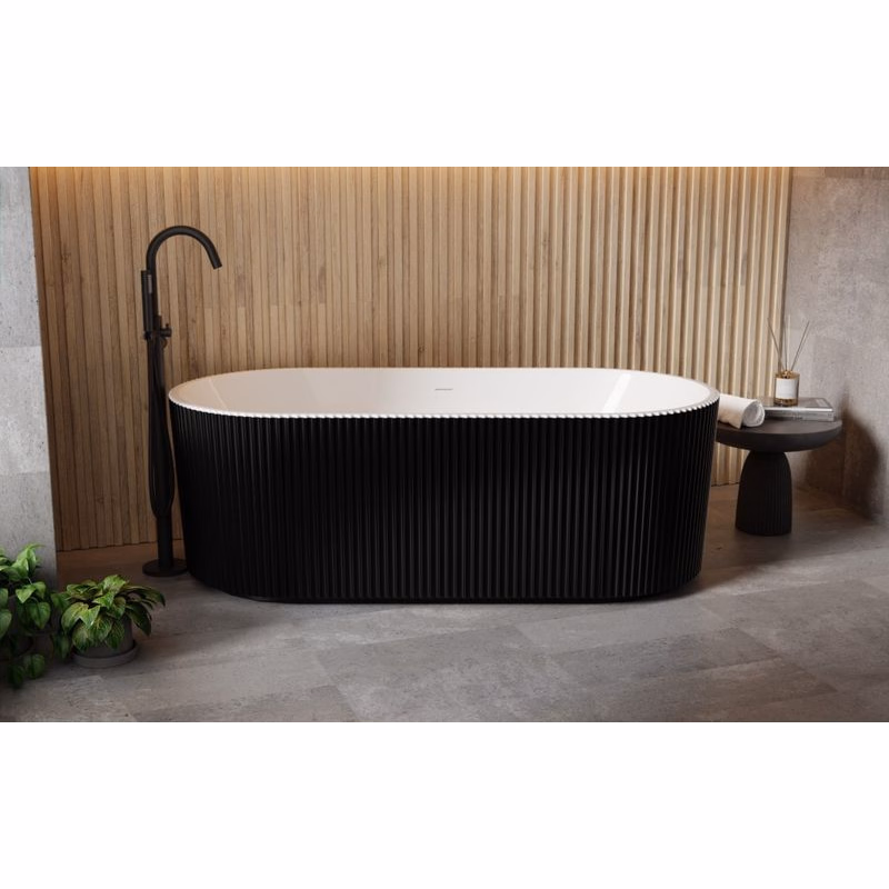 BESCO - Voľne stojaca vaňa GIULIANA čierna/biela, sifón so štrbinovým prepadom - Farba - Čierna / biela, Farba sifónu - Chróm, Rozmer vane - 170 × 80 cm VANGIU170BWN