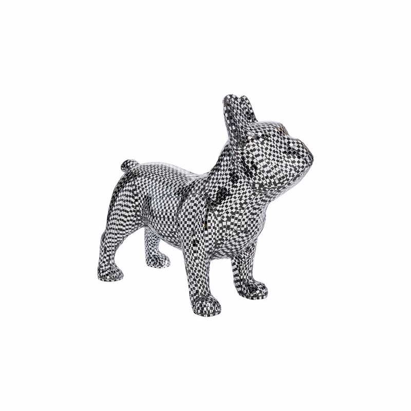Bulldog Disco dekorácia strieborná 36 cm