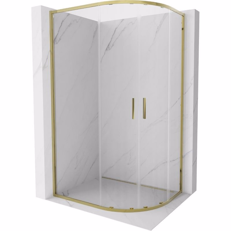 MEXEN - Exo štvrťkruhový posuvný sprchovací kút 120 x 90, transparent, zlato 8132-120-090-50-00