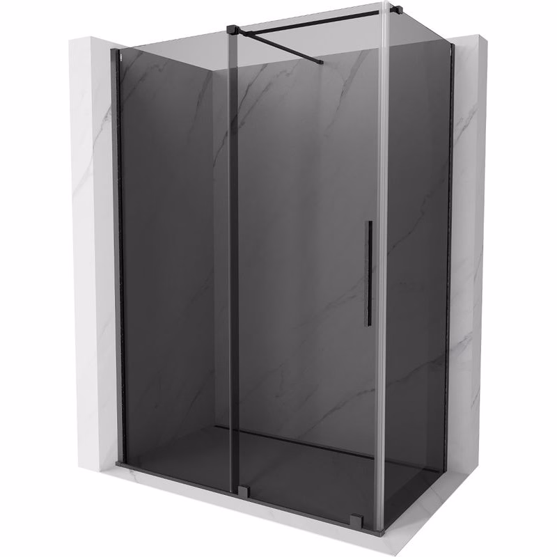 MEXEN/S - Velár sprchovací kút, posuvné dvere 160 x 75, grafit, grafit kartáčovaná 871-160-075-41-66