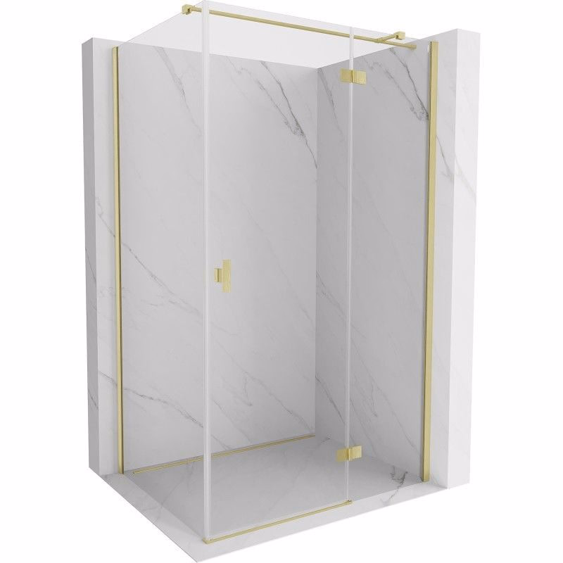 MEXEN/S - Mist HT sprchovací kút dvere krídlové pravá 85 x 95, transparent, zlato kartáčovaná 8A5T-085-095-55-00-P