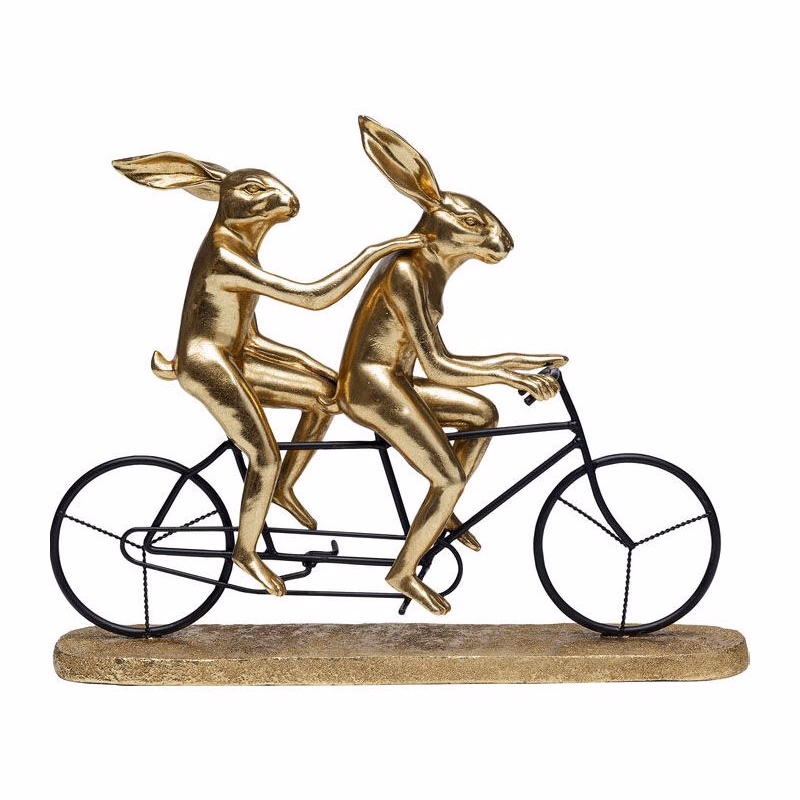 Tandem Rabbits dekorácia zlatá/čierna 34cm