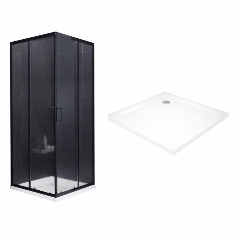 MEXEN/S - Rio Sprchovací kút štvorcový 90x90, transparent, chrom + vanička so sifónom 860-090-090-70-00-4010