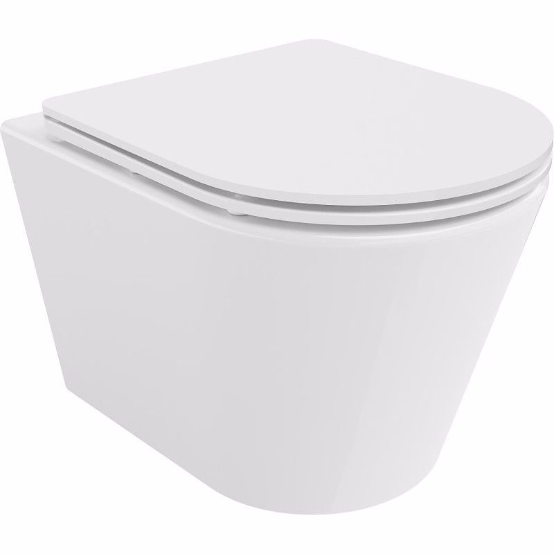 MEXEN/S - Rico Závesná WC misa Rimless Tornado vrátane sedátka s slow slim, duroplast, biela lesk 30720300T