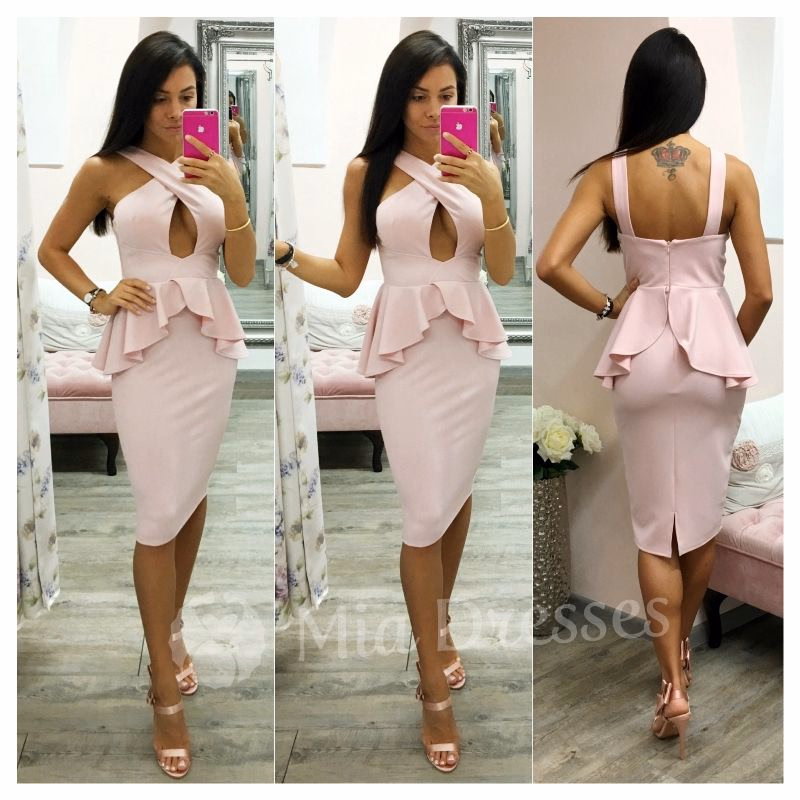 Staroružové peplum midi šaty Veľkosť: S