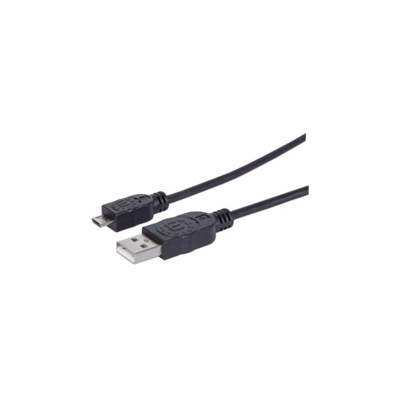 MANHATTAN Kábel prepojovací USB 2.0 A Male / Micro-B Male, 1.8m, čierny