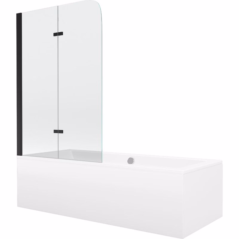 MEXEN/S - Cube obdĺžniková vaňa 180 x 80 cm s panelom + vaňová zástena 100, transparent, čierna 550518080X9010027000