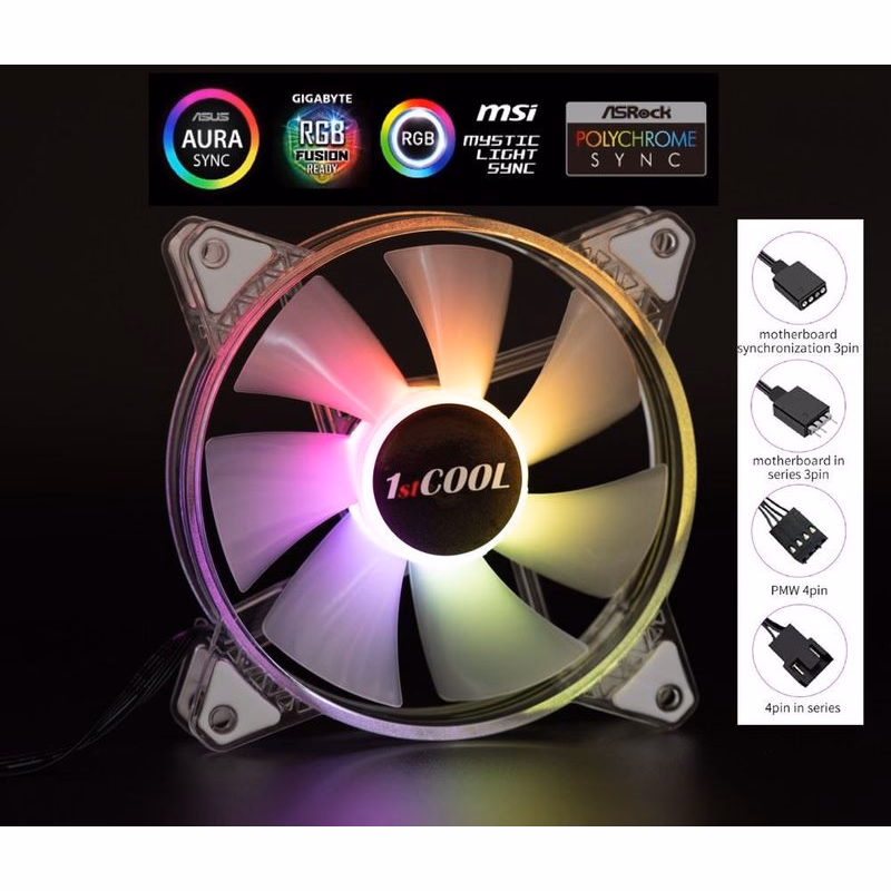 1stCOOL Ventilátor AURA EVO CRYSTAL, 120mm, ARGB