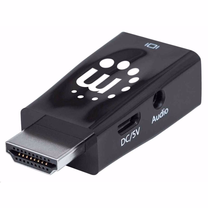 Manhattan adaptér HDMI na VGA, Micro Converter, HDMI Male na VGA Female, audio, čierna
