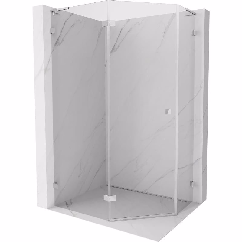 MEXEN/S - Lunar L sprchový kút päťboký krídlový ľavá 100 x 90, transparent, chróm 831L-100L-090P-01-00-L