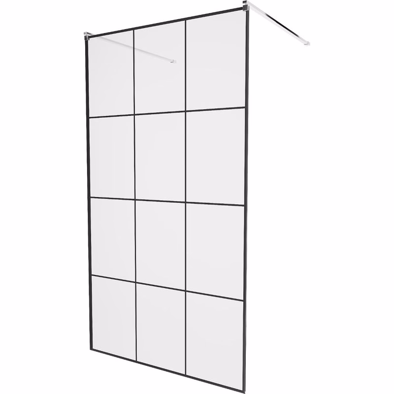 MEXEN/S - KIOTO samostatne stojaca sprchová zástena 110 x 200, transparent/čierna vzor 8 mm, chróm 800-110-002-01-77