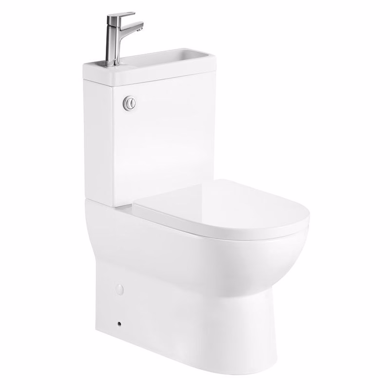 AQUALINE - JALTA HYGIE WC kombi s umývadlom, Rimless, spodný/zadný odpad, biela PB103H