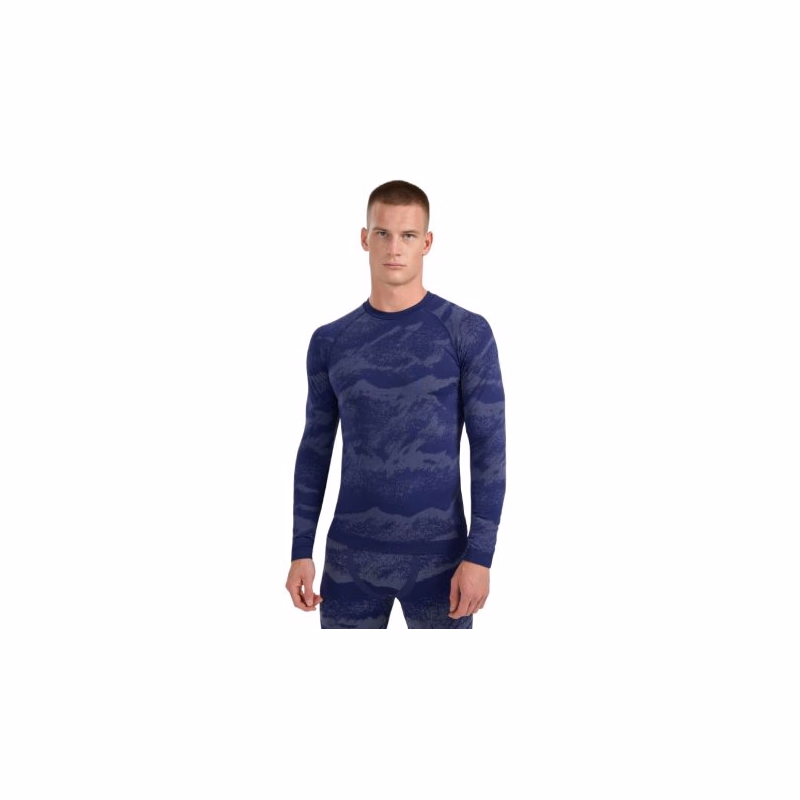 Pánske termo tričko s dlhým rukávom 4F SEAMLESS UNDERWEAR M227-WAW25USEAM227-32A DENIM ALLOVER