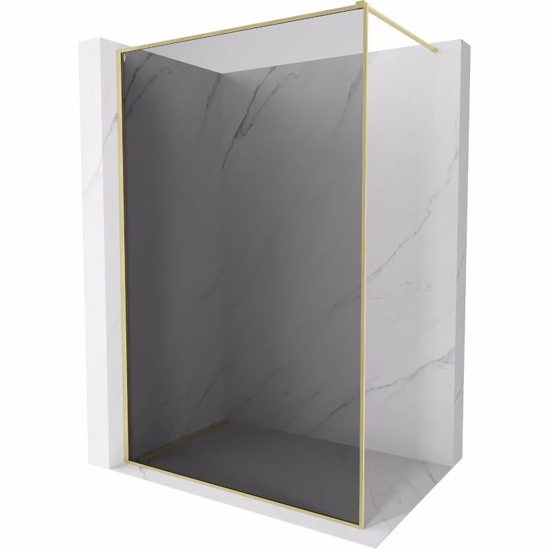 MEXEN/S - Kyoto-XF Sprchová zástena WALK-IN s rámom 80 x 202, grafit 10 mm, zlato kefovaná 800-080-104-55-40-X