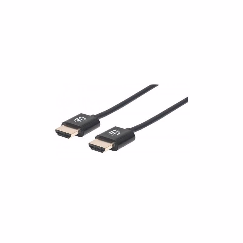 MANHATTAN Ultra-thin High Speed HDMI Cable with Ethernet, HEC, ARC, 3D, 4K, HDMI Male to Male, Shielded, Black, 0, 5m