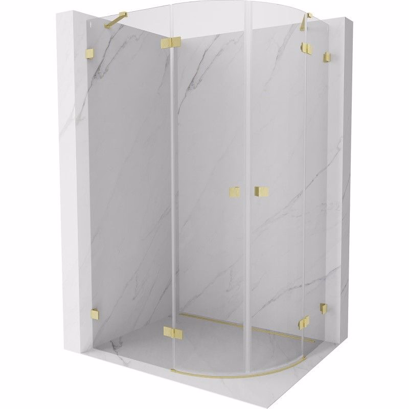 MEXEN/S - Lunar sprchovací kút štvrťkruh krídlový ľavá 90 x 80, transparent, zlato kartáčovaná 833-090L-080P-55-00