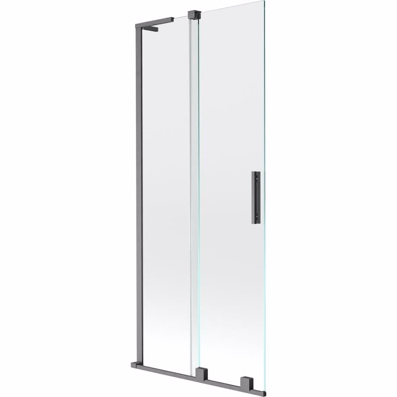 MEXEN/S - Velar L dvojkrídlová posuvná vaňová zástena 80 x 150, transparent, grafit kartáčovaná 896-080-003-01-66
