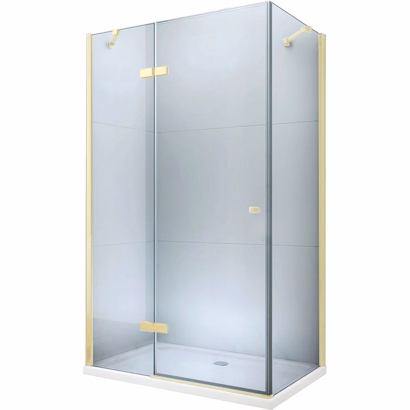 MEXEN/S - Roma obdĺžnikový sprchovací kút 100x90, transparent, zlatý + vanička 854-100-090-50-00-4010