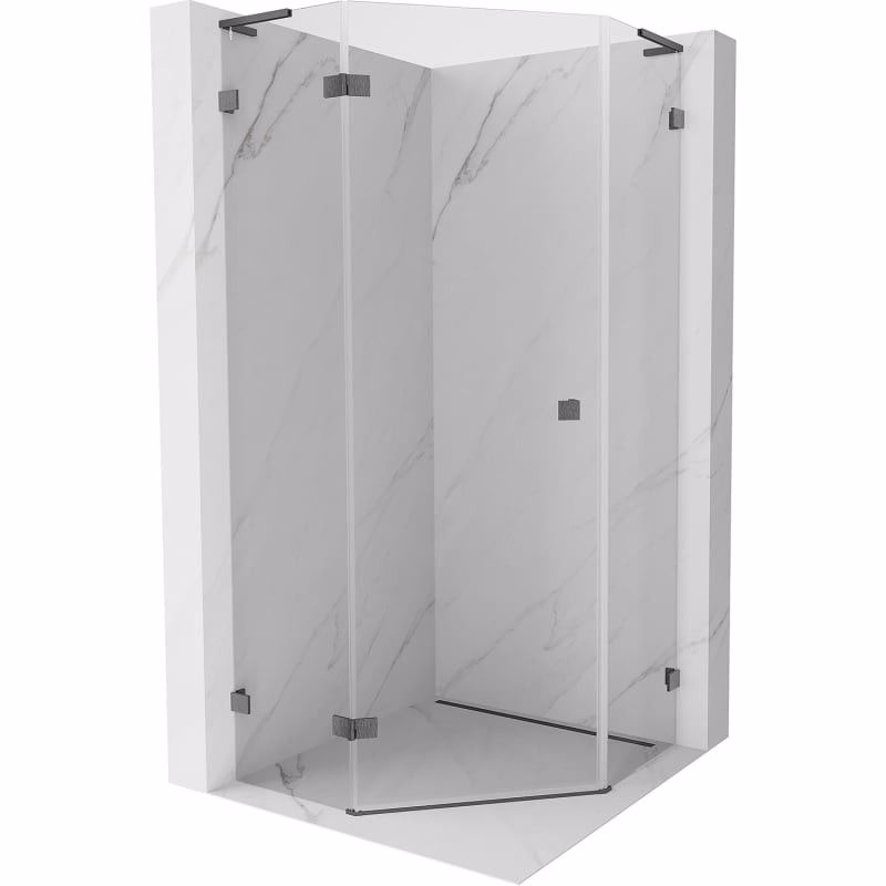 MEXEN/S - Lunar L sprchový kút päťboký krídlový ľavá 80x80, transparent, grafit kartáčovaná 831L-080L-080P-66-00-L