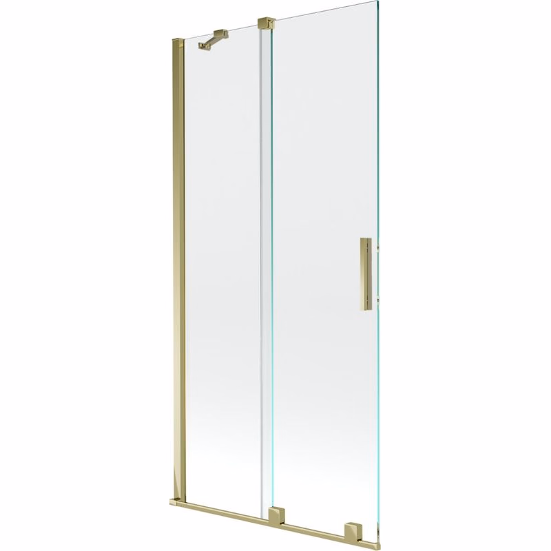 MEXEN/S - Velar Dvojkrídlová posuvná vaňová zástena 90 x 150, transparent, zlatá 896-090-000-01-50