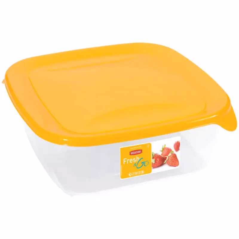 Štvorcová nádoba na potraviny. Fresh&Go 182237 žltá/transparentná