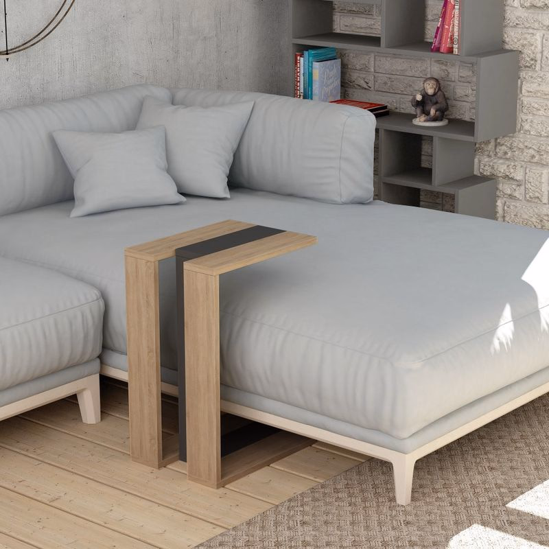 Príručný stolík / Odkladací stolík Muju - Oak, Anthracite, Oak