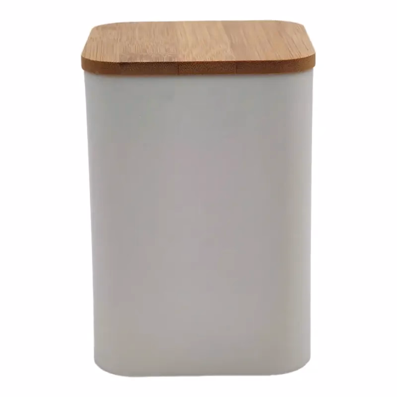 Kontajner s bambusovým vekom white FTC698 9x9x13,5h cm