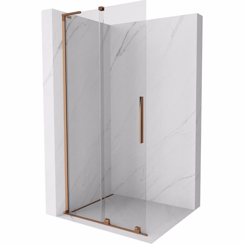 MEXEN/S - Velar L Sprchová zástena posuvná Walk-in 120 x 200, transparent 8 mm, ružové zlato 871-120-003-03-60