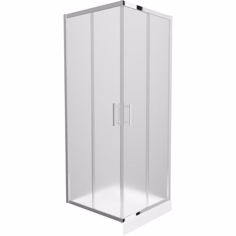 MEXEN/S - Rio štvorcový sprchovací kút 80 x 80, mráz, chróm + vanička so sifónom Rio, biela 860-080-080-01-30-4510
