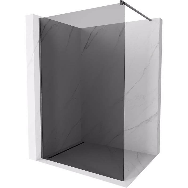 MEXEN/S - Kioto Sprchová zástena WALK-IN 120 x 200, grafit 8 mm, grafit kartáčovaná 800-120-101-66-40