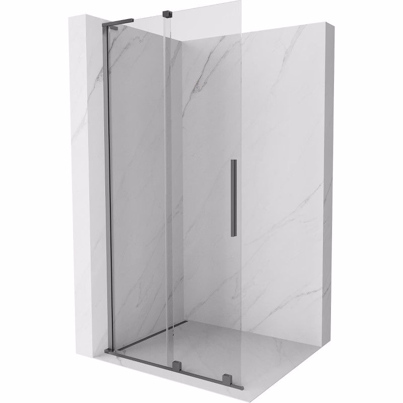 MEXEN/S - Velar L Sprchová zástena posuvná Walk-in 100 x 200, transparent 8 mm, grafit metal 871-100-003-03-95