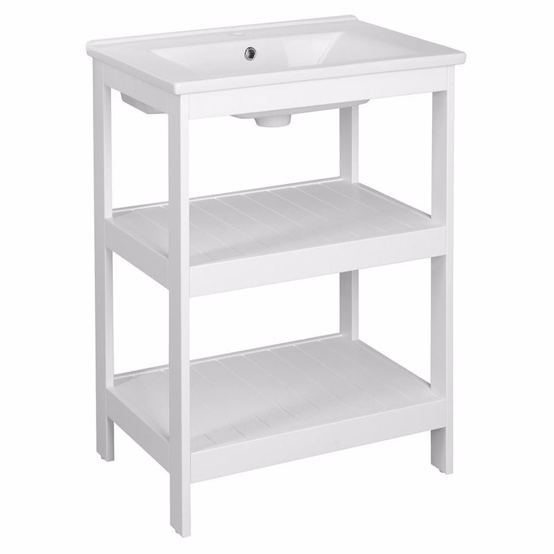 AQUALINE - ETIDE policová umývadlová skrinka 61,5x85x44 cm, matná biela ET610