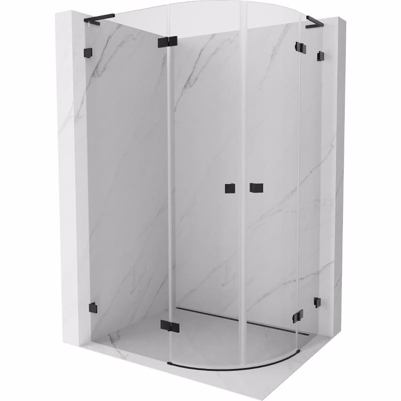 MEXEN/S - Lunar L sprchový kút štvrťkruh krídlový ľavá 100 x 90, transparent, čierna 833L-100L-090P-70-00