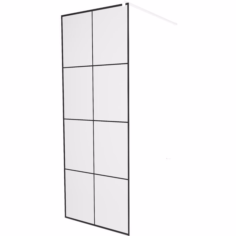 MEXEN/S - KIOTO Sprchová zástena WALK-IN 80 x 200, transparent/čierny vzor 8 mm, biela 800-080-101-20-77