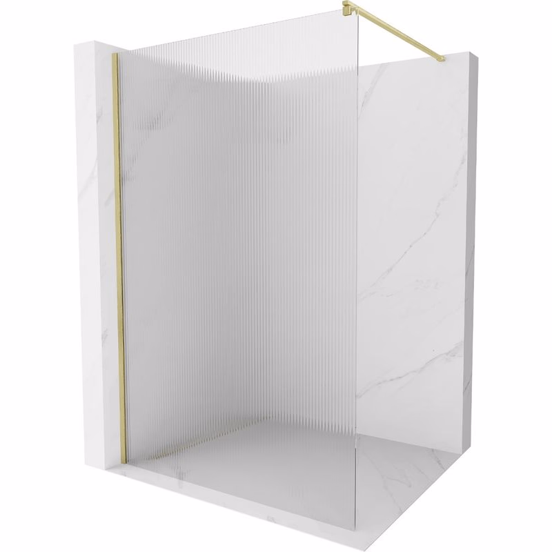 MEXEN/S - Kioto Sprchová zástena WALK-IN 80 x 200, prúžky 8 mm, zlatá kartáčovaná 800-080-101-55-09