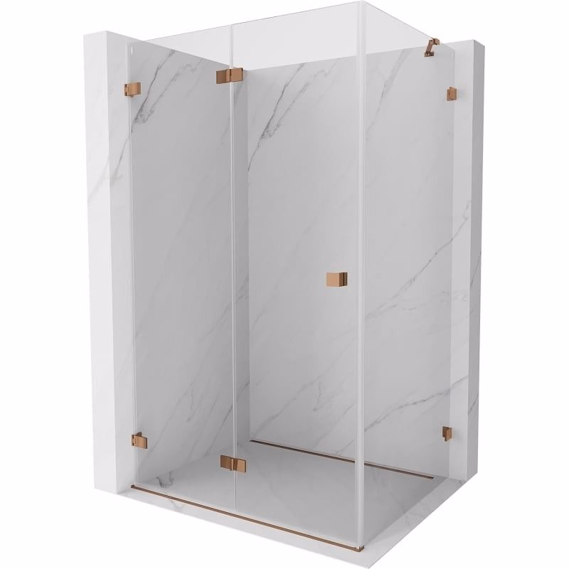 MEXEN/S - Lunar-F sprchovací kút skladacie dvere ľavá 95 x 80, transparent, różowe złot 836-095-080-60-00-L