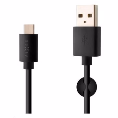 FIXED dátový a nabíjací kábel, USB-A -> USB-C, 20 W, dĺžka 1 m, čierna