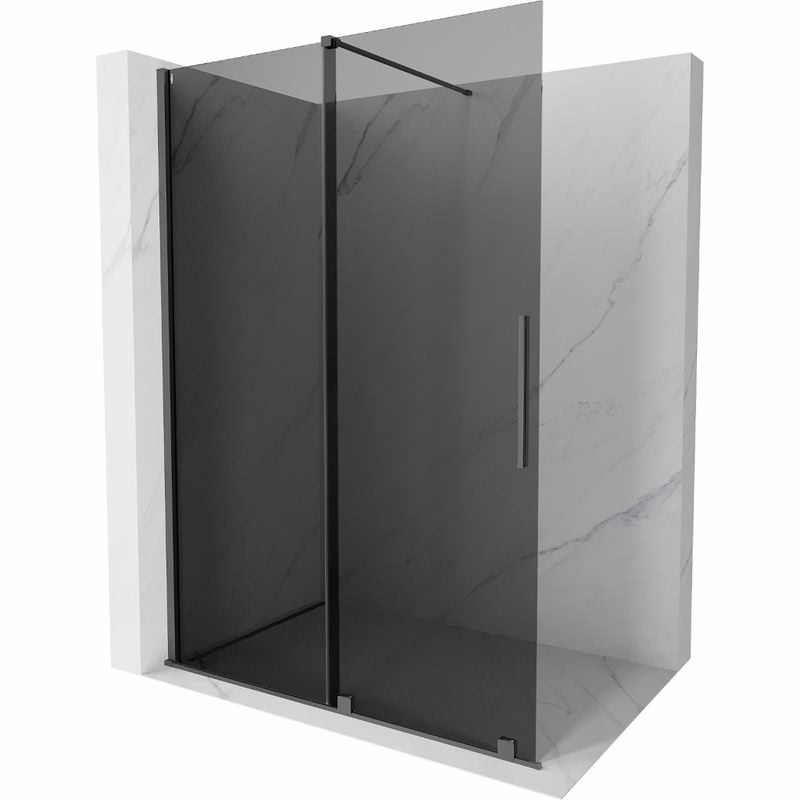 MEXEN/S - Velar Sprchová zástena posuvná Walk-in 150 x 200, grafit 8 mm, grafit metal 871-150-000-43-95